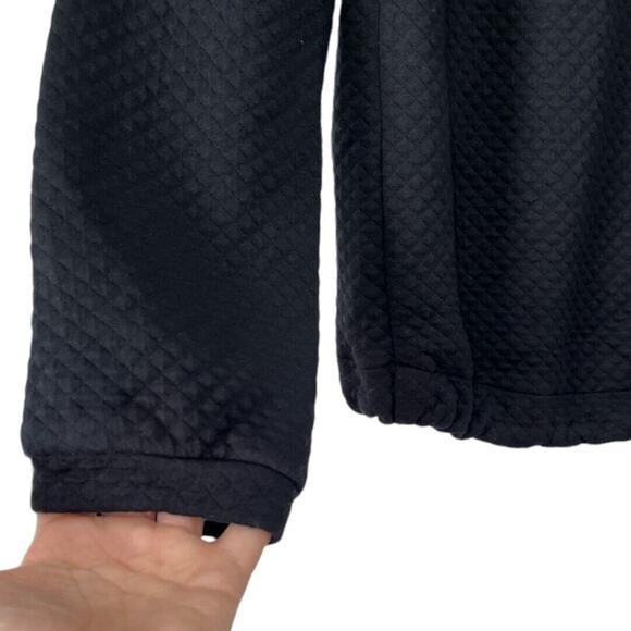 Anne Willi Paris Quilted Top Pullover Black Sz US 4 Kangaroo Pocket Drawstring - Picture 4 of 9